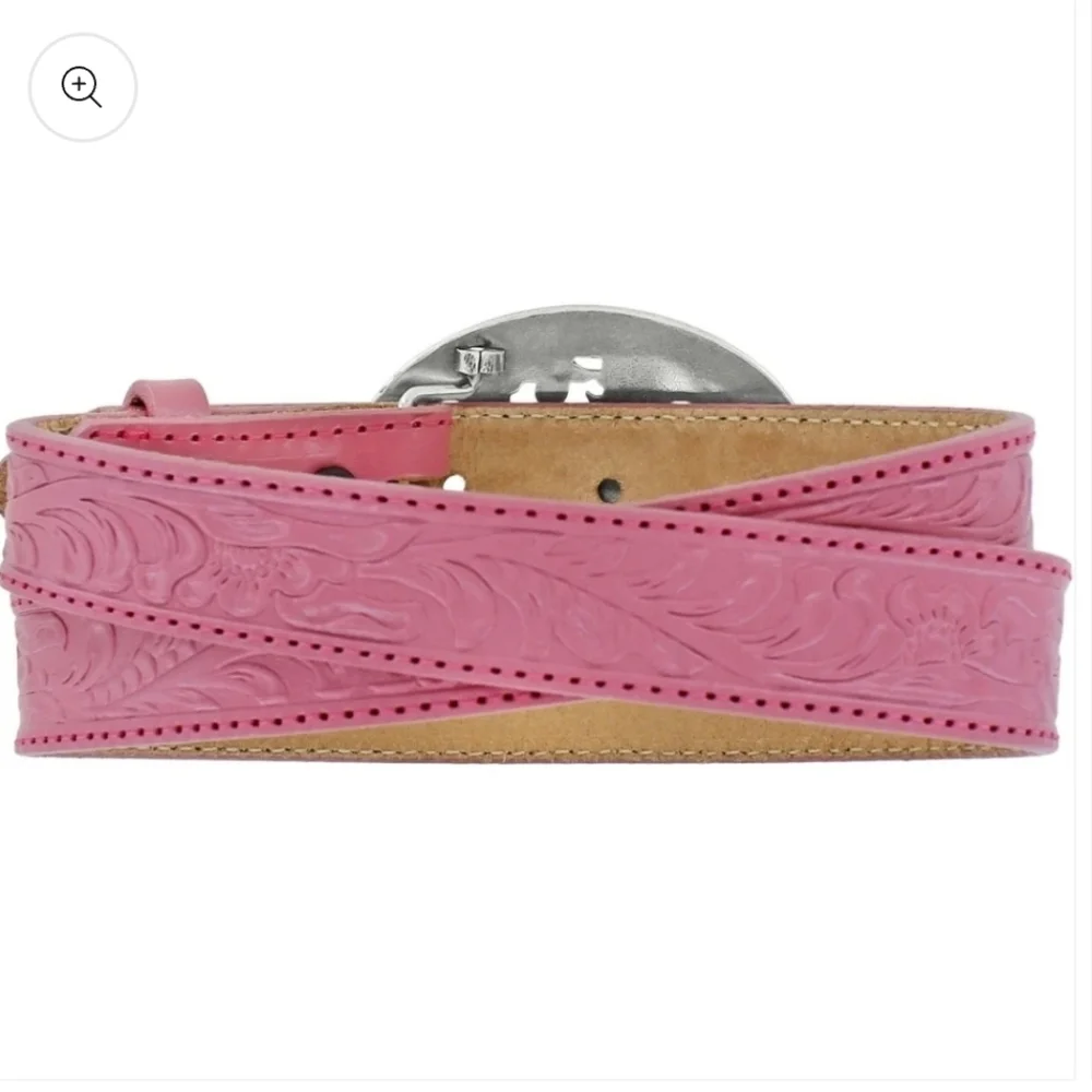 Justin Girl's Lil' Beauty Pink Leather Belt with Horse Buckle C30201